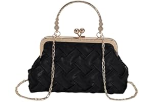 RPAEOY Pochette Donna Elegante Retrò Borsa in Pelle PU intrecciata Borsa a Tracolla con Catena Piccola Serata di Festa Borse per Matrimonio Party Sposa