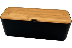 VERVE JELLY Cable Organisers Box, Cable Management Box Cord Organizer with Air Vent, Desk Cable Tidy Box Wood Lid for TV, Computer, USB Hub, Tablet Cable Organizer,29.5x11x11.4cm