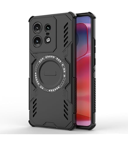 SEAHAI Schutzhülle Für Motorola Edge 40 Pro – Militärgetestet, Mit Verschiebbarer Kameraabdeckung & Ständer, Schwarz