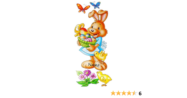 Alles Meine De Gmbh Xl Fensterbild Susser Osterhase Osterkorb Incl Name Statisch Haftend Selbstklebend Wiederverwendbar Ostern Fruhling Osterhasen Stick Amazon De Spielzeug