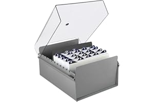 Acrimet 5" x 8" Karteikartenhalter Organizer mit Metallbasis, Robust (Inklusive AZ-Indexkarten und einem Kunststoff-Trenner) (Graue mit klarer Kunststoffdeckelabdeckung)
