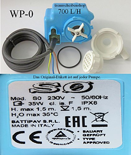 Wasserpumpe, WPO/S0_700 L/H, ORIGINAL BATTIPAV, Tauchpumpe, für Steinsägen & Fliesenschneidmaschinen & Steintrennmaschine mit Wasserwanne,