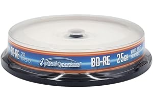 Optical Quantum OQBDRE02WIP-10 2X 25 GB BD-RE Single Layer Blu-Ray ReWritable White Inkjet 10-Disc Spindle