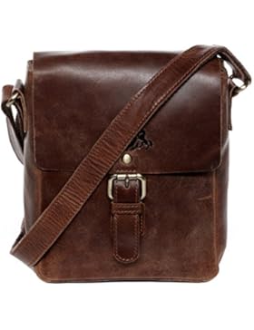 SID & VAIN® Messenger Bag YALE - Damen Umhängetasche klein Ledertasche - Kuriertasche im Vintage-Look Damentasche...