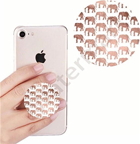 Rqumaog Multi-Function Mounts and Holder,Smart phones and Tablets Bracket,Expanding Stand and Grip for Smartphones and Tablets,cellular phone Holder socket Collapsible stylish modern rose gold wild elephants(white)