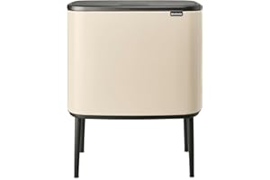 Brabantia - Bo Touch Bin 23+11L - Duży Kosz na Śmieci do Kuchni - Otwieranie Soft-Touch - Podwójny Kosz z Wyjmowanymi Wewnętrznymi Wiadrami - Dołączone Worki na Śmieci - Soft Beige - 54 x 31 x 68 cm