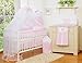 11 pcs BRAND NEW LITTLE PRINCESS PINK BABY BEDDING SET, CANOPY, HOLDER - COT OR COT BED (COT)