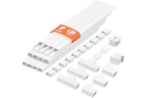 shinfly Kanał Kablowy 4,8 m, Biały, Samoprzylepny, Biały Kanał Kablowy, Listwa Kablowa Na ścianę, TV - 15 x 10 mm