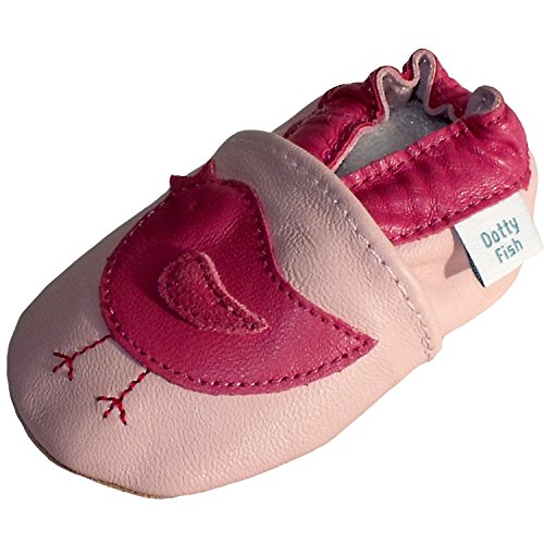 Dotty Fish - Soft Leather Baby & Toddler Shoes - Girls - Pink Birds - 6-12 Months