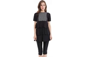ShuoBeiter Modest Bademode Damen Islamischen Bescheidene Rüschen Kurzarm Swimwear