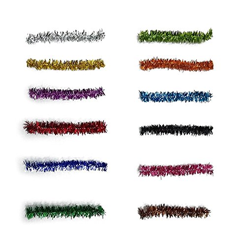 G2PLUS Glitzer Pfeifenreiniger 240 Stück Chenilledraht ,6 MM * 30 CM, Ideal für DIY Craft Projekte, Weihnachtszierde making – 12 Farben - 6