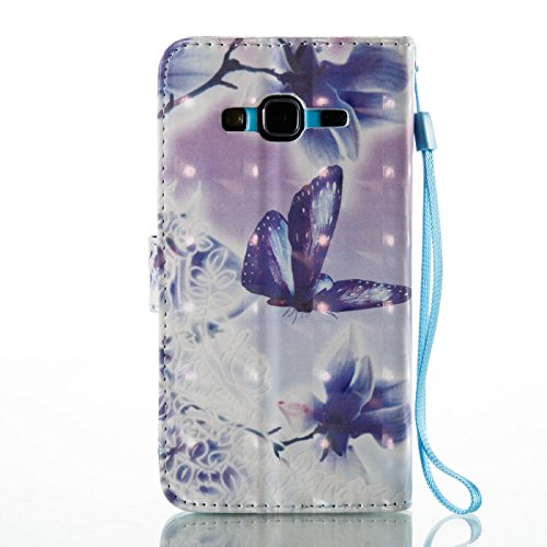 Samsung Galaxy J3 Leder Hülle,Galaxy J310 Book Case,TOYYM Folio PU Leder Wallet Tasche Case mit Standfunktion Karteneinschub und Magnetverschluß,Notebook Flip Cover Brieftasche Handytasche Innere Bumper Back Case Etui Hüllen für Samsung Galaxy J3/J310,Schmetterling - 2