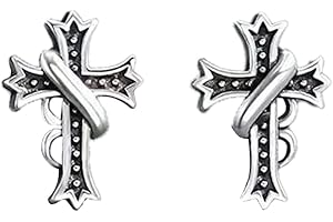 KONFEN Boucles d'oreilles Croix Argent, Boucle d'oreille Croix Femmes Hommes, Boucle d Oreille Petite Earrings for Men Hypoallergénique Anneau Oreille Bijoux Cadeau pour Femmes Filles