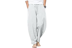 YAOBAOLE Pantalon Homme Lin Et Coton Pantalon Toile Été Pantalon Detente Yoga Léger Regular Taille Elastique