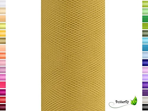 9m Rolle Tüll 50cm 687 gold // Tüllband Netz Band Deko Stoff 500mm