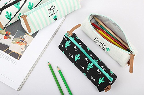 Lumanuby - 1 estuche para l pices de tela moderno y creativo con dise o de cactus y rayas estuche de almacenamiento de gran capacidad para l pices o maquillaje color aleatorio reviews Lumanuby - 1 estuche para l pices de tela moderno y creativo con dise o de cactus y rayas estuche de almacenamiento de gran capacidad para l pices o maquillaje color aleatorio