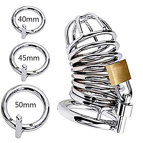 US-DXB Anneau hypoallergénique avec Dispositif de Protection mâle en Acier Inoxydable, 3 Colliers remplaçables - Convient aux Hommes de Toutes Tailles