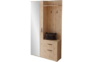 ‎MIRJAN24 Mirjan24 Garderoben-Set Epic, praktische Wandgarderobe mit 2 Kleiderhaken, Schrank und Schuhschrank geeignet als Flurgarderobe (Artisan)