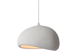 SyLaBy Lustre à Abat-Jour en Pierre simulée de Style Japonais Wabi-sabi Lampes à Suspension en résine à lumière Naturelle Éclairage Suspendu à vis E27 Éclairage de Plafond à Fil Suspendu réglable