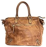  BZNA Bag Ella cognac Italy Designer Damen Handtasche Ledertasche Schultertasche Tasche Leder Shopper Neu
