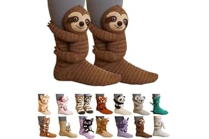 GENERIC 3D Stricksocken Damen Strick Bodensocken Lustige Socken Warme Wintersocken mode Cartoon Bestickte Sportsocken Gestrickte Tier Hai Krokodilform Bettsocken Anti-Rutsch-Strickpullover Haushalt