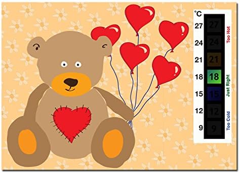 Happy Family Baby Teddy Bear & Heart Balloons Nursery Room Safety Temperature Thermometer Monitor