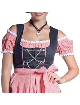 MINI oder MIDI Dirndl inkl. Bluse und Schürze Leoni - rot/weiß