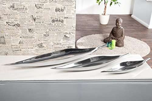 Elegante Design Deko Schale SILVER LEAF Aluminium poliert 40x10cm Accessoire - 7
