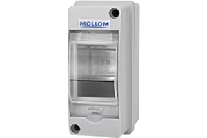 MOLLOM Caja de Protección de Distribución de 2 Vías con Interruptor Automático MCB y Riel DIN, Impermeable IP65, para Uso Interior y Exterior
