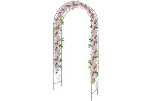 Defacto Rosenbogen aus Metall in Schwarz 230 x 37 x 114 cm (HxTxB), Torbogen, Rankbogen Rosen, Wetterfeste Rankhilfe mit Verzierung, rosenspalier, Rostfrei, für Garten DF-28B