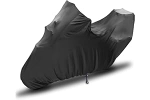 ‎TECTICO TECTICO Indoor Motorradabdeckung mit Topcase Abdeckplane Samt-Stretch Stoff Weich Elastisch Staubschutz für XL XXL XXXL Motorrad mit Topbox in Garage Hallen, Schwarz