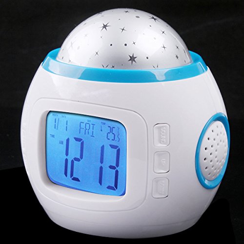 Musik Wecker LED Digital Wecker für Kinder mit Sternenhimmel Projektion Nachtlicht und Farbwechsel Thermometer - 3