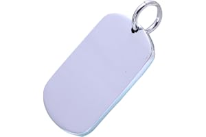 FORFOX Plain Solid 999 Sterling Silver Dog Tag Pendant for Men Women