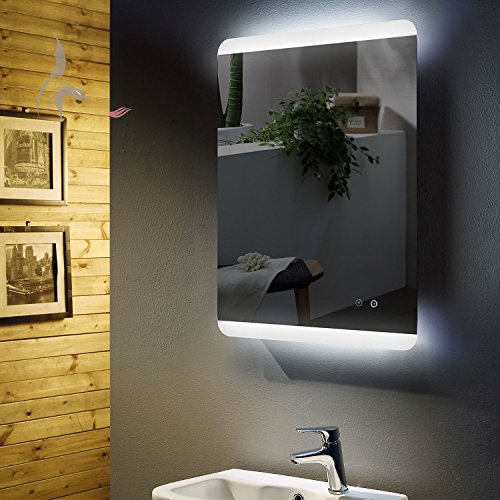 LED Bad Spiegel beleuchtet mit integrierter ANTIBESCHLG SPIEGELHEIZUNG, Füssen 60x80cm, Montage Hoch- und Querformat möglich, Badezimmerspiegel mit Licht oben und unten, Energieklasse A+