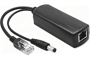 PoE Splitter 12 V/1.2 A DC, Splitter Gigabit 48 V PoE PoE adapter till DC 12 V/1.2 A Output, 5,5 x 2,1 mm kontakt för IP/AP/S