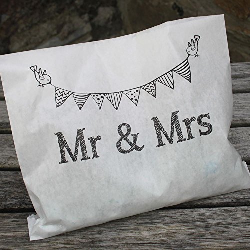 Weiße Papiertüten ‚Mr And Mrs‘ Tüte x 90 – Hochzeitsgeschenke / Sweet Candy Bar / Geschenke - 3