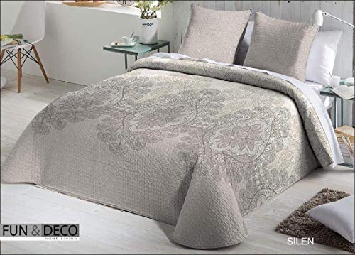 FUNDECO BOUTI SILEN - Colcha, 100% poliéster, Piedra, 235 x 270 cm