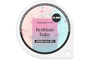 SASSY SCENTS Sassy Shop Wax - Scented Wax Melt, Bedtime Baby - Organic Soy Blend - Luxurious, Long-Lasting Fragrances for Any Living Space - Vegan Friendly, XL Size 70g