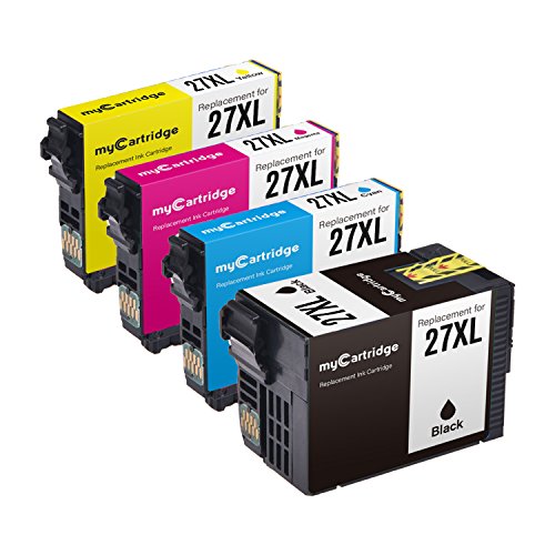 Mycartridge Lot de 4 pack cartouches d'encre compatibles Espon 27xl(T2711 T2712 T2713 T2714)pour Epson WorkForce WF-3620DWF WF-3640DTWF WF-7110DTW WF-7210DTW WF-7610DWF...