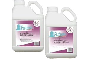 Futum 2x5L Bettwanzenspray - Flohspray - Bekämpft hochwirksam Bettwanzen, Flöhe, Larven - Unterbricht den Entwicklungszyklus - Auf Wasserbasis & geruchsarm