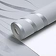 Warmiehomy Non-Woven Wallpaper Textured 3D Flocking Embossed Wallpapers 53cm x 9.5m Wave Stripes Wall Paper Roll for Living Room Bedroom