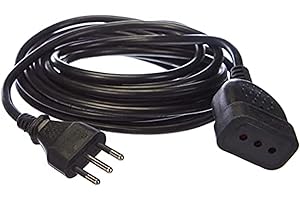 Electraline 46122 Prolunga 5 mt spina e presa bivalente 10/16A, nero - sezione cavo 3G1 mm²