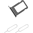 THE TECH DOCTOR Replacement Single Sim Tray Card Slot for iPhone with 2x Sim Pin Open Ejector Tool (iPhone XS Max, Black)