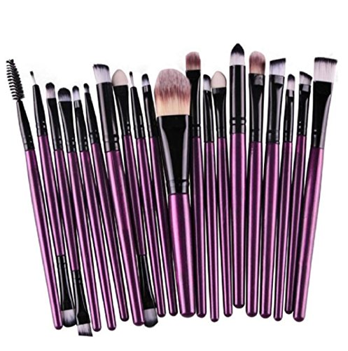 Amcool 20PCS Professional Brush Makeup Brush Set Make Up Cosmetics Eyeshadow Makeup Professional Wool Hair Lila