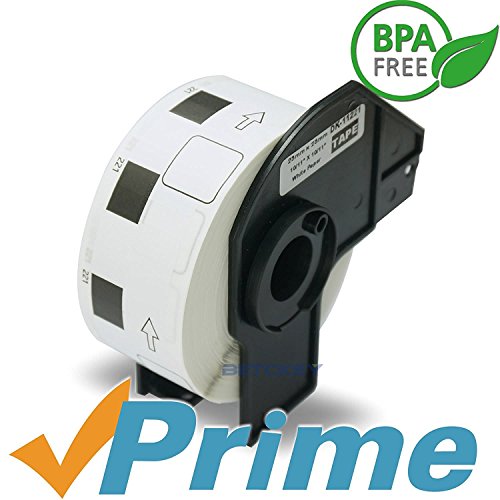 6 Rolls Brother-Compatible DK-11221 23mm x 23mm 6000 Square Paper
Labels With Refillable Cartridge