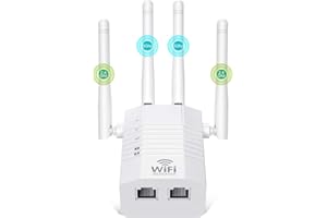 Getue WLAN Verstärker WiFi Repeater 1200Mbit/s,Dualband (5GHz 867Mbit/s+2.4GHz 300Mbit/s),WLAN Repeater WiFi Verstärker mit 2 Ethernet Port,360° Volle Abdeckung,F-NC10