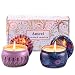 Produktbild Amexi Duftkerzen, Lavendel, Rose Duftkerzen, Tragbare Reise Zinn Kerzen, 100% Sojawachs Kerze für Stressabbau und Aromatherapie, Kerzen Set - 2 Pack