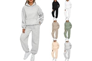 Earnmore Damen Hausanzug mit Kapuze 2 Teile, Damen Jogginganzug Set Sweatshirt mit Hose Elegant Freizeitanzug,Sport Hosenanzug Langarm Hoodie Hausanzug