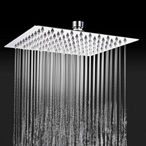 Extra Large 8-Inch Drenching Rain Fall Shower Head Fixed Mount with Swivel 1/2 Metal Ball Connector High Polish Chrome,Luxury Durable Rain (Not include Shower Arm)