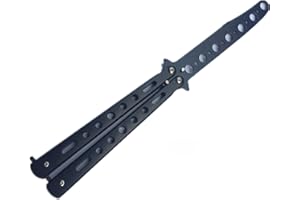 LERKELY HDDH Butterfly Knife,Practice Butterfly Knife,Butterfly Knife Trainer,Unsharpened Blade 100% Safe for Practicing Flipping Tricks (black)